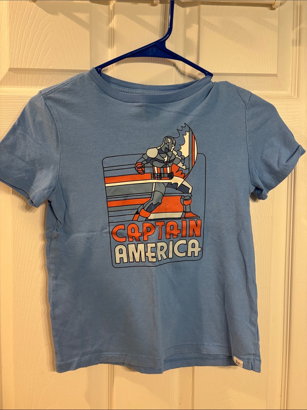 GAP Blue Captain America Graphic Tee with Red & White Accents
